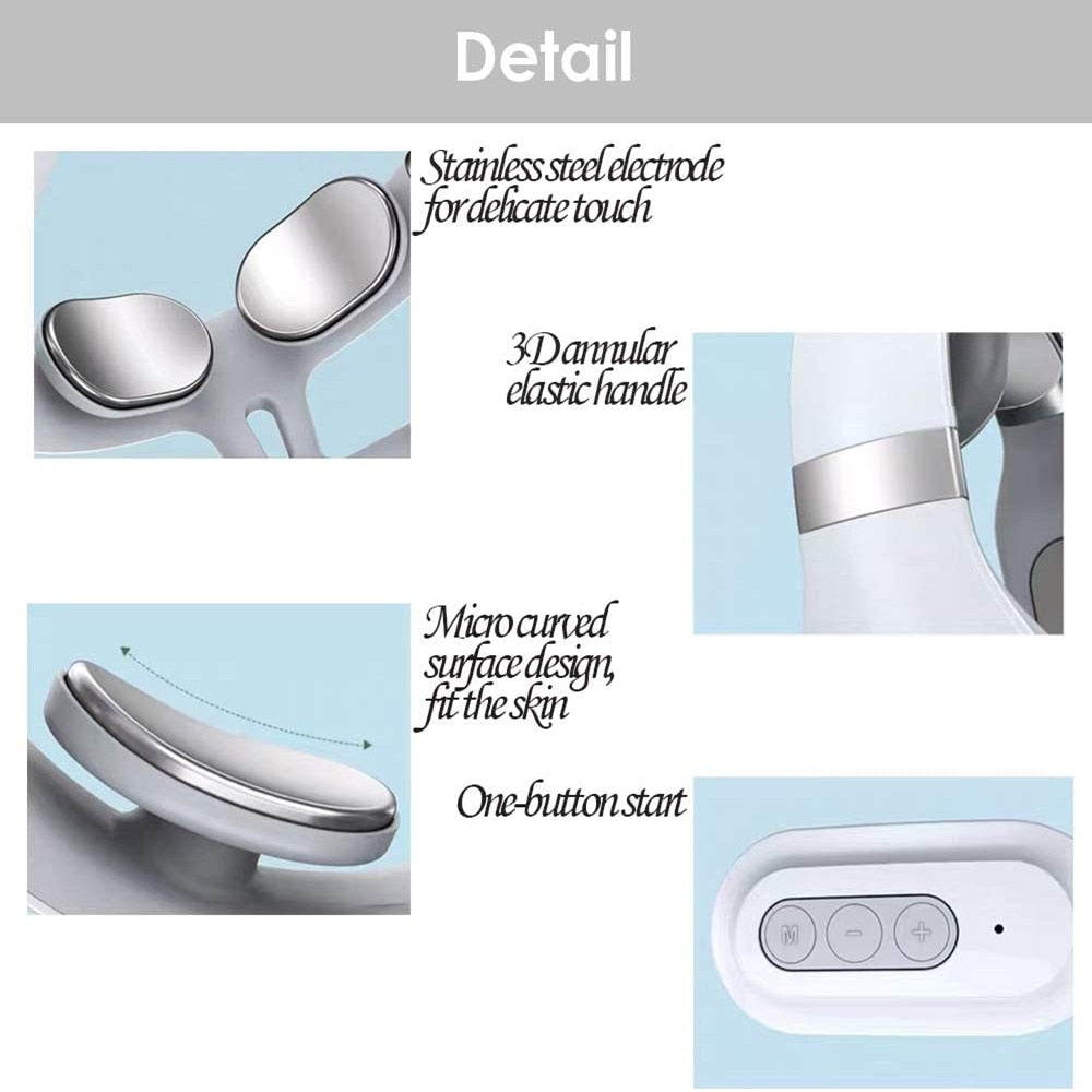 Cordless Portable Electric Neck Cervical Pulse Massager Relaxation Hot Compress Heads Muscle Pain Relief Health Care